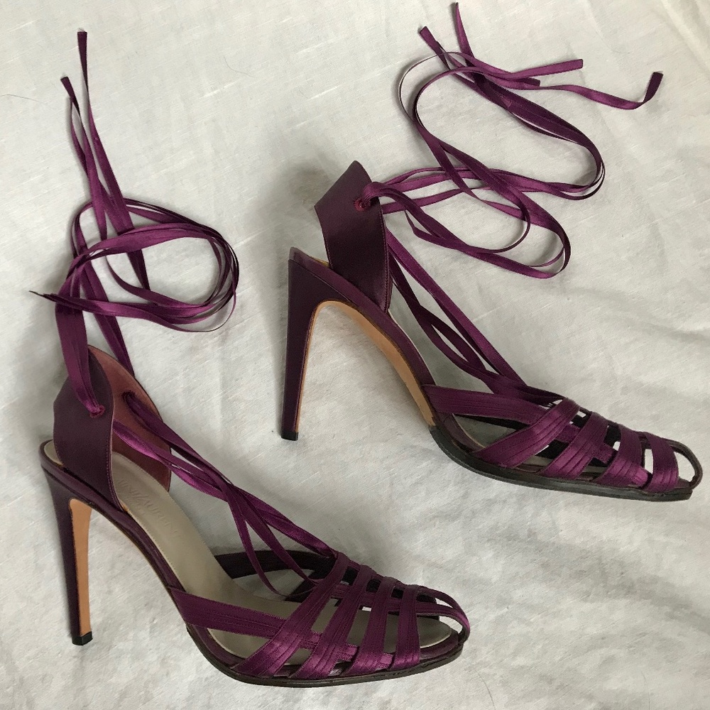 Yves Saint Laurent fuscia ankle ribbon wrap